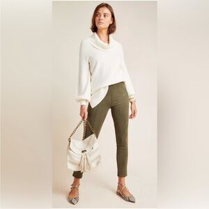 Anthropologie Faux Suede Olive Green Leggings